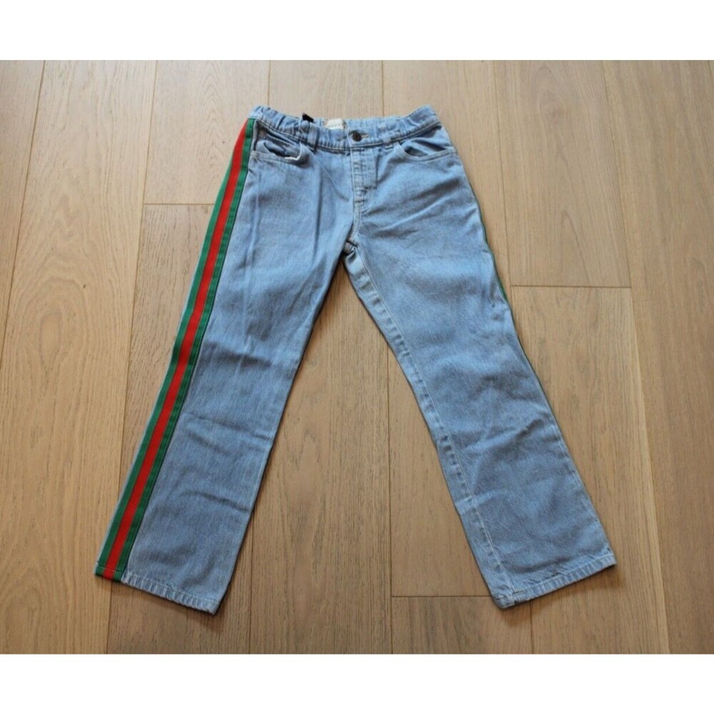 Excellent Authentic GUCCI Kids Boys Girls Adjustable Blue Stripe Jeans Size 10
